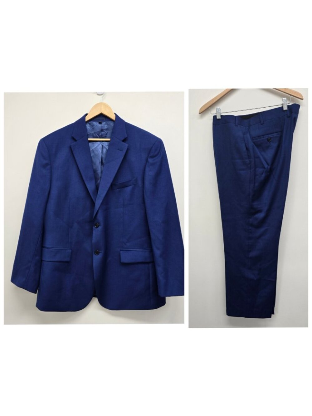 Jos A Bank 1905 Two-Piece Tailored Fit Suit 100% Wool Jacket 44R Pants 37R Blue